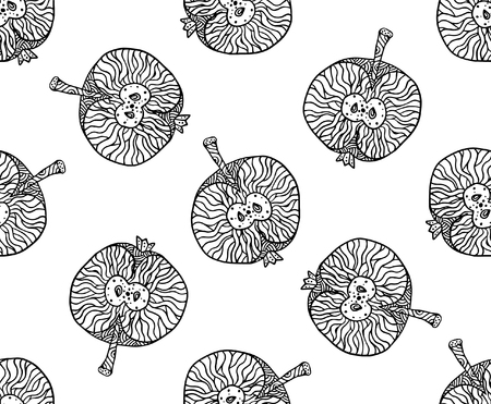 Apple pattern for print or design. Vector illustration, black on whiteのイラスト素材