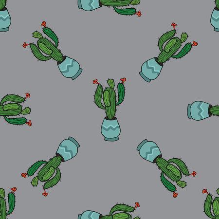 Seamless pattern with cactus plantのイラスト素材