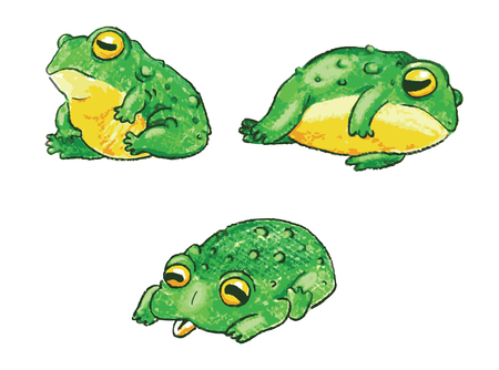Set of cute cartoon frogs. Vector illustration.のイラスト素材