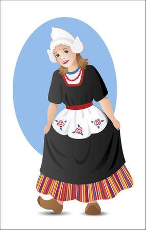 Young lady in traditional dutch folk costumeのイラスト素材
