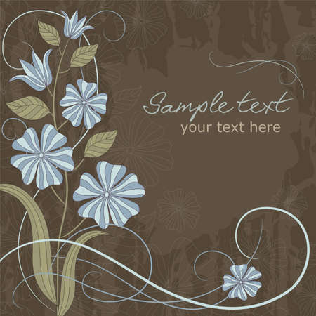 Delicate card with blue flowers and place for textのイラスト素材