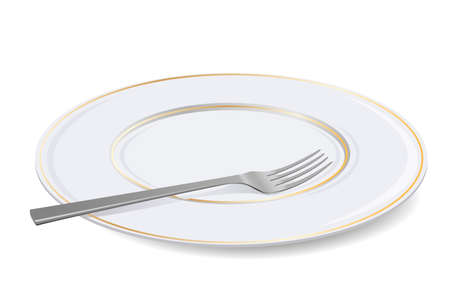 Vector illustration of empty plate and fork のイラスト素材
