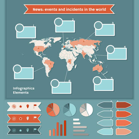 Vector set of elements for infographic for visualization events and incidentsのイラスト素材