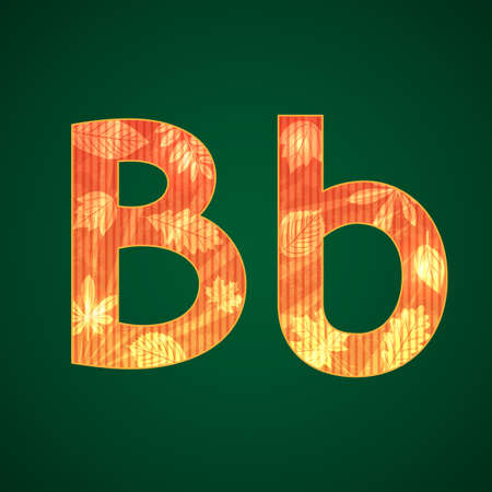 Vector letter B with autumn leaves upper and lower casesのイラスト素材