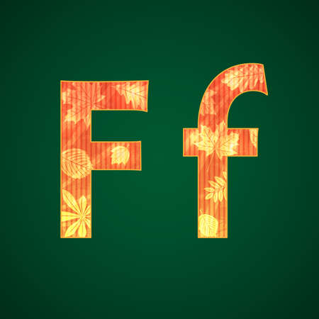Vector letter F with autumn leaves upper and lower casesのイラスト素材