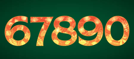 Vector set of numbers 67890 with autumn leavesのイラスト素材