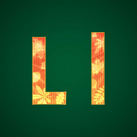 Vector letter L with autumn leaves upper and lower casesのイラスト素材