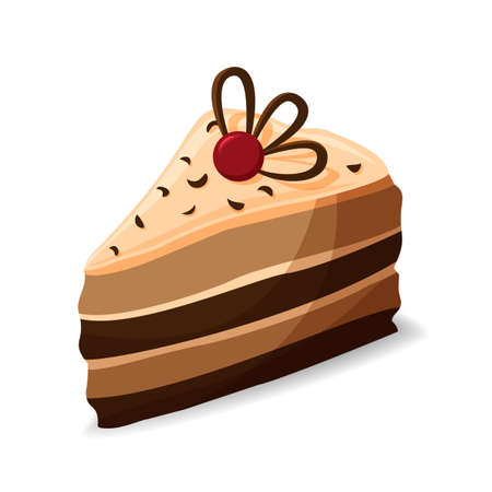illustration of piece of cake in cartoon styleのイラスト素材