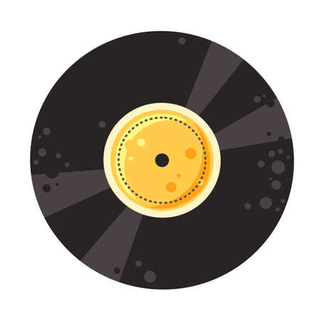 Cartoon illustration of retro vinyl record as symbol of musicのイラスト素材