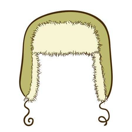Hand-drawn illustration of winter cap with ear-flaps in pastel coloursのイラスト素材