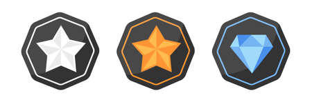 Vector set with awards icons of silver or platinum, gold, diamondのイラスト素材