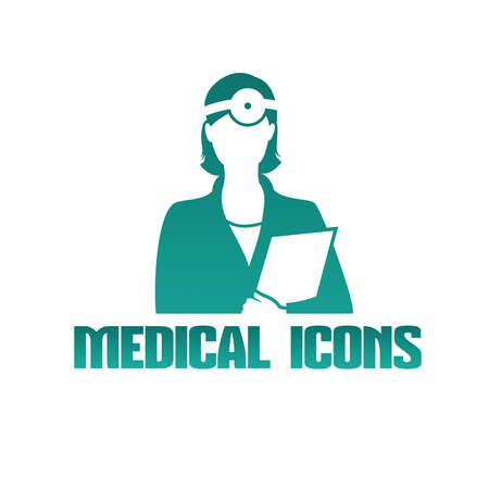 Flat medical icon with female doctor otolaryngologistのイラスト素材
