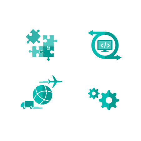 Icons for integrated and customized shipping softwareのイラスト素材