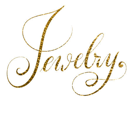 Hand lettered word jewelry isolated on white backgroundの写真素材