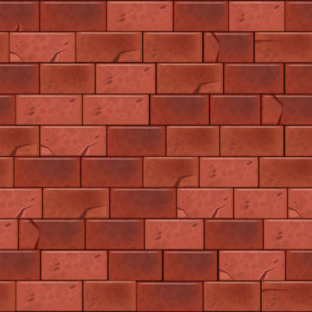 Red brick wall seamless pattern, brown stone clay tiles vector texture, architecture interior background. Abstract top view exterior backdrop, surface material. Brick wall house facade illustrationのイラスト素材
