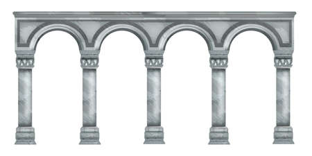 Vector marble column illustration, roman stone arch, ancient Greek temple pillar isolated on white. Classic architecture old colonnade, palace facade element. Marble column decoration design elementのイラスト素材