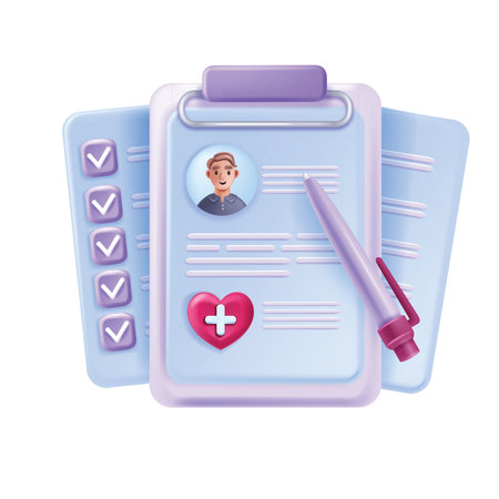 3D health insurance hospital vector concept family healthcare polis patient medical card profile. Clipboard, medic document drug prescription, avatar, clinic treatment information. Health insuranceのイラスト素材