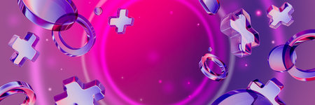 3D futuristic neon background, abstract geometric online steamer banner, glass render fluid objects....