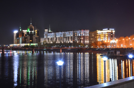 Yesil River Embankment. Astana. Kazakhstanのeditorial素材