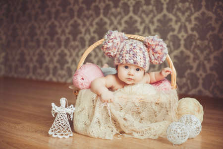 Cute newborn baby girlの写真素材
