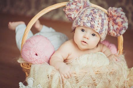 Cute newborn baby girlの写真素材