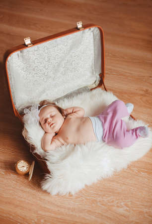 Cute newborn baby girlの写真素材