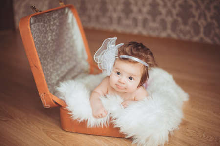 Cute newborn baby girlの写真素材