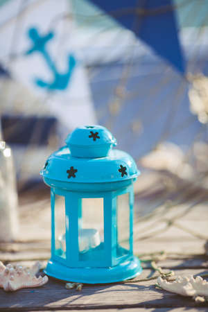 Composition of boats and nautical equipment  Sea theme decor  Outdoor の写真素材