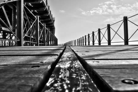 floor of the tinto dock, a multi-story iron and wood dockの写真素材