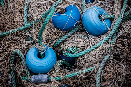close-up of fishing netの写真素材