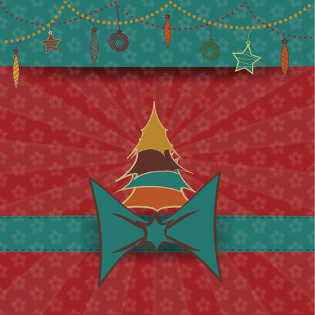 vector christmas tree red backgroundのイラスト素材