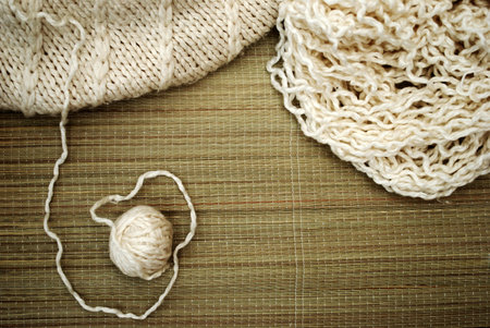 the concept of a hobby of knitting woolの写真素材