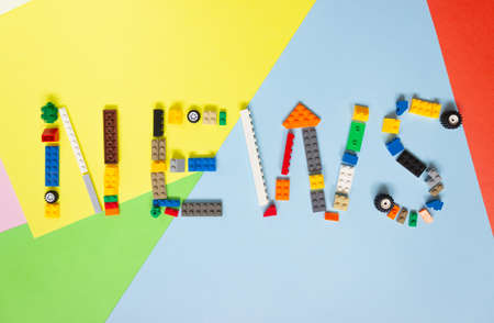 The word "NEWS" is from a children's multi-colored plastic construction kit.の写真素材