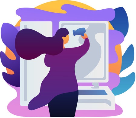 Female in bathroom drying hair