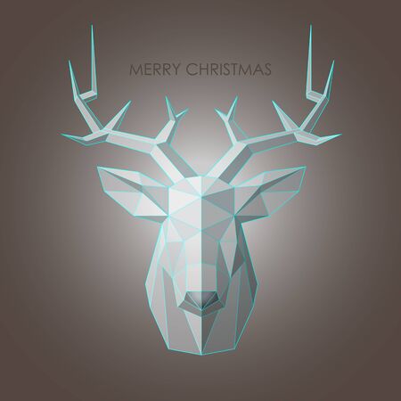 Brown background, ice head deer. Triangulation.のイラスト素材