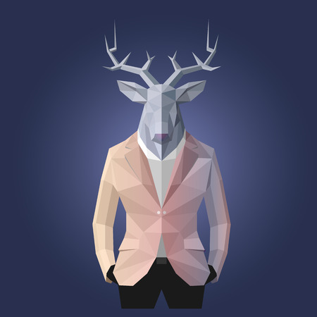 Stylish deer in multicolor suit.Soft background.のイラスト素材