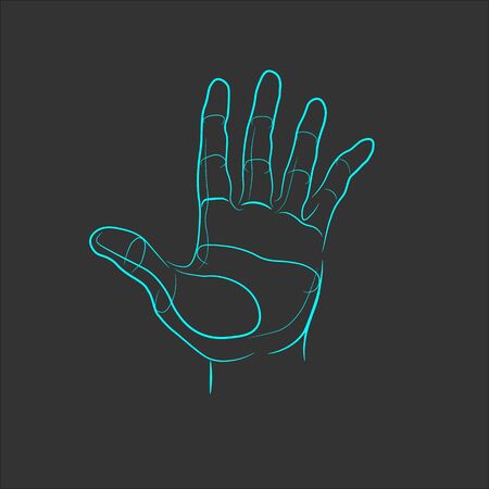 Linear silhouette of a hand.のイラスト素材