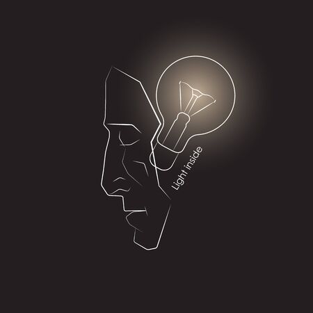 Head with light idea.のイラスト素材