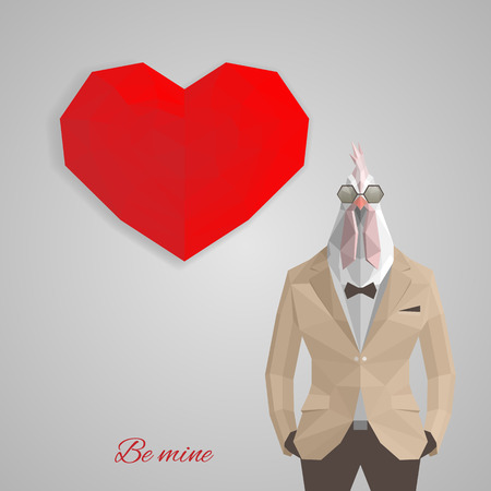 Love chicken. Love chicken in suit.のイラスト素材