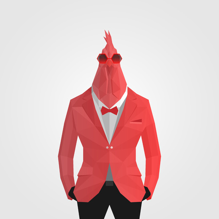 Red cock in suitのイラスト素材