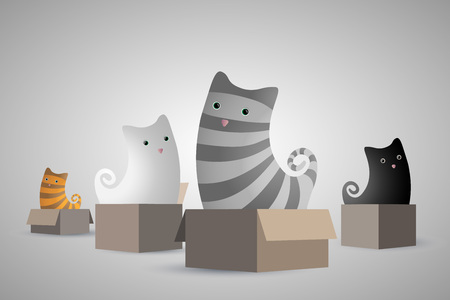 Cats in boxesのイラスト素材