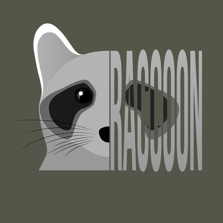 Raccoon. Flat design logo. Khaki.のイラスト素材