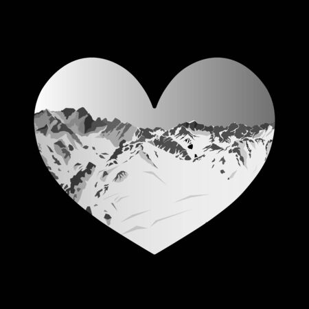 Heart. Mountine in heart.のイラスト素材