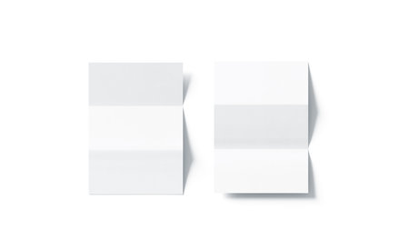 Blank white z-folded horizontal booklet mock up, top view, 3d