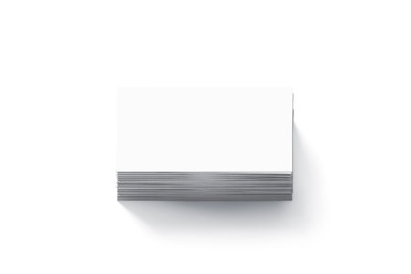 Blank white business cards flat stack mock up, 3d rendering. Namecard design mockup. Visiting clear...