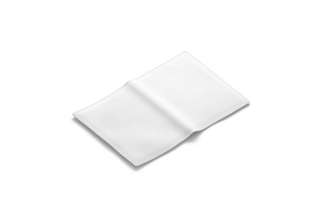 Blank white passport cover mockup, back side view, isolated, 3d rendering. Empty leather covering...