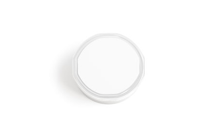 Blank white plastic pail with round lid mockup, top view, 3d rendering. Empty lunch box mock up,...