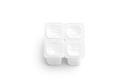 Blank four white yogurt box mock up , top viewの写真素材