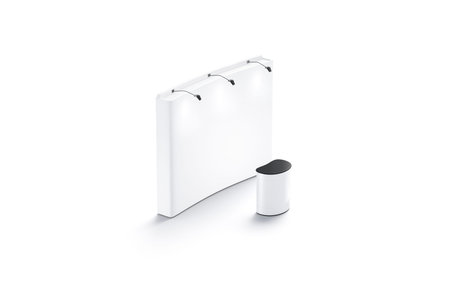 Blank white trade show booth mockup, side view