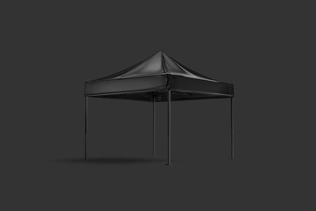 Blank black pop-up canopy tent mock up, dark backgroundの写真素材